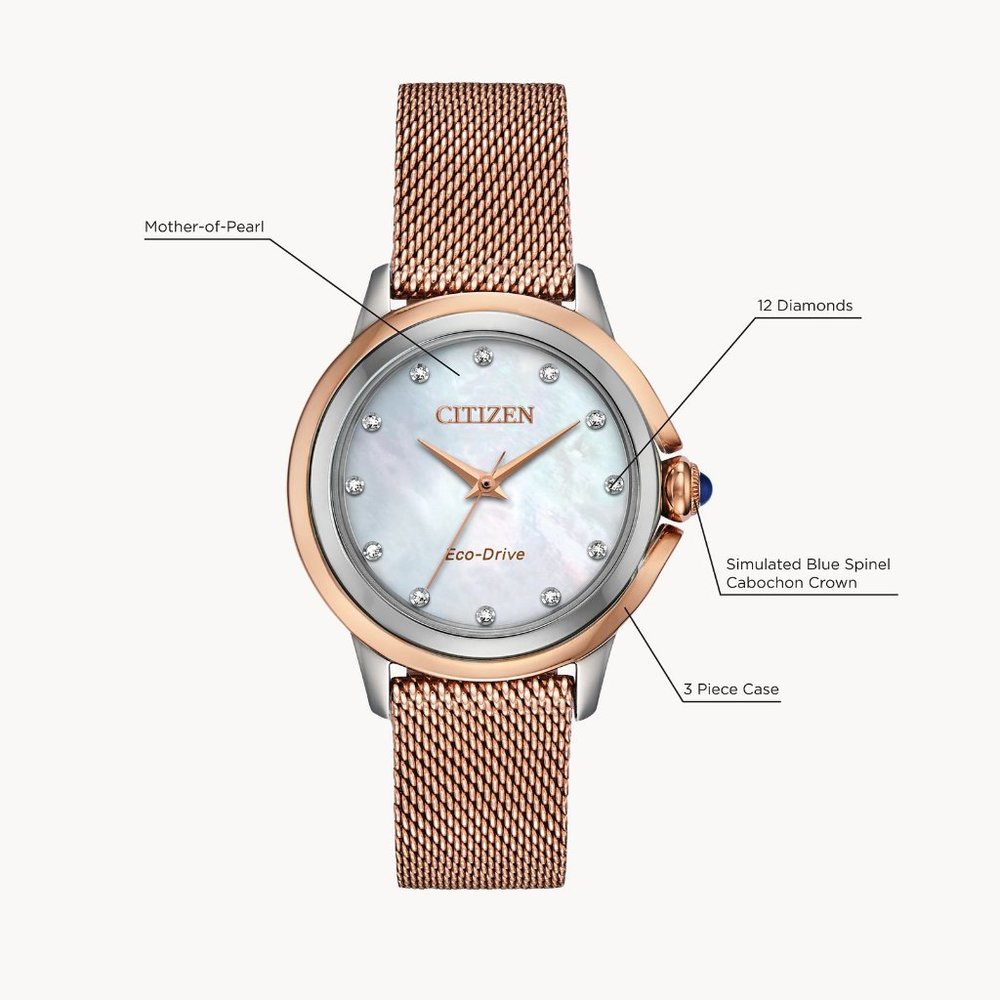 Mother of Pearl Watch ; Eco Drive - NWT